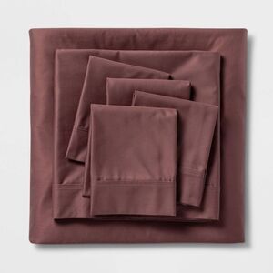 Threshold Signature - Full 6pc 800 Thread Count Solid Sheet Set Mauve -  Mauve